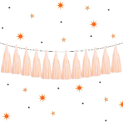 Гирлянда тассел 12 кисточек по 5 листов, персиковый